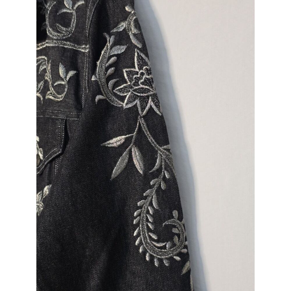 Roja Denim Western Embroidered Fringe Denim Tunic Top Shirt Button Front Medium - Picture 5 of 11